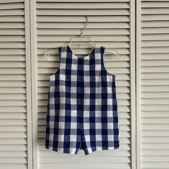 NEW with tags Good Lad American flag gingham smocked shortall boy’s sz 12 months - Picture 8 of 14